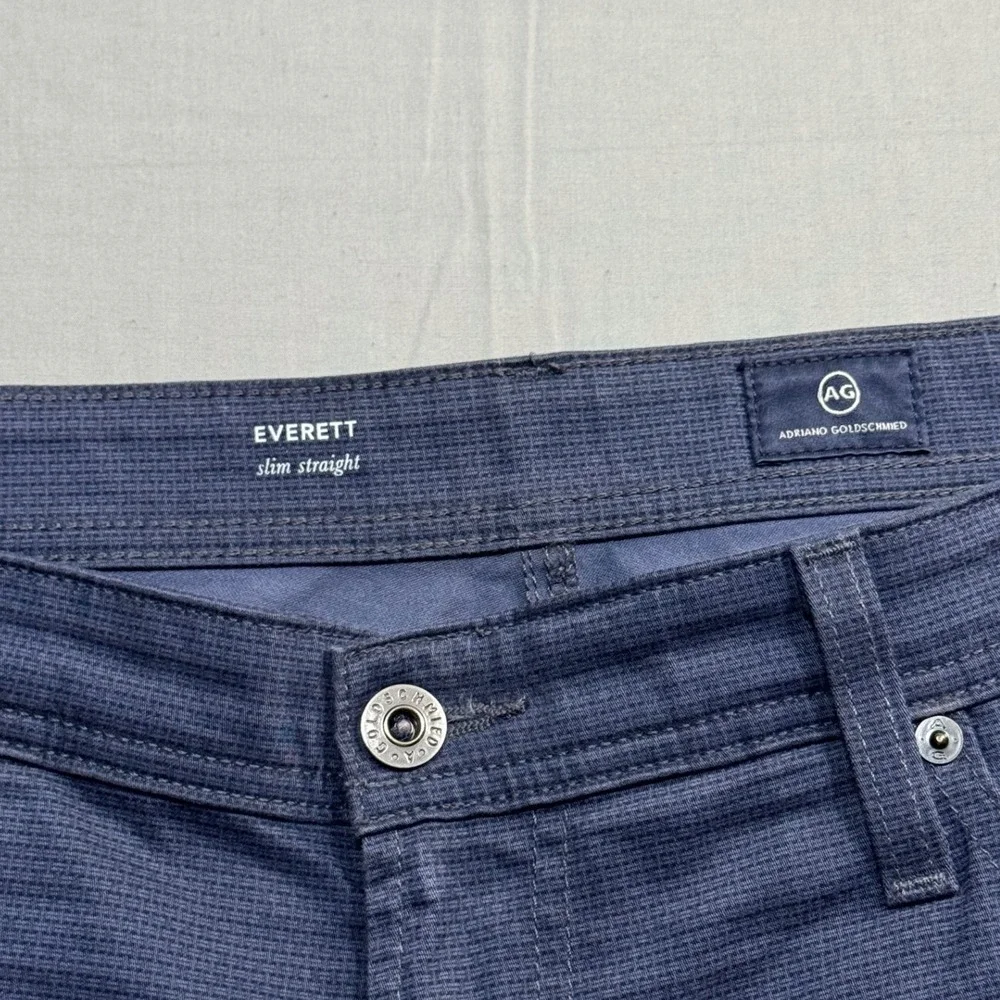 AG Adriano Goldschmied Everett Slim Straight Blue Textured Pants 36x34 (39x28.5)